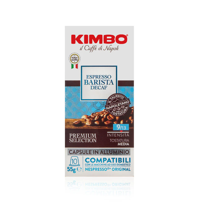Kimbo Capsule Compatibili con Macchine Nespresso Original in Alluminio – Espresso Barista Decaf