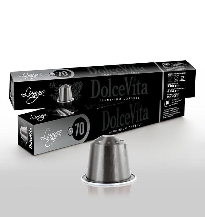 Scatola Dolce Vita compatibili Nespresso® Alluminio LUNGO 100Pz