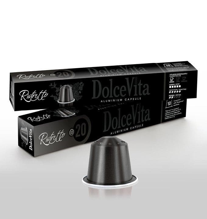 Scatola Dolce Vita compatibili Nespresso® Alluminio RISTRETTO 100pz