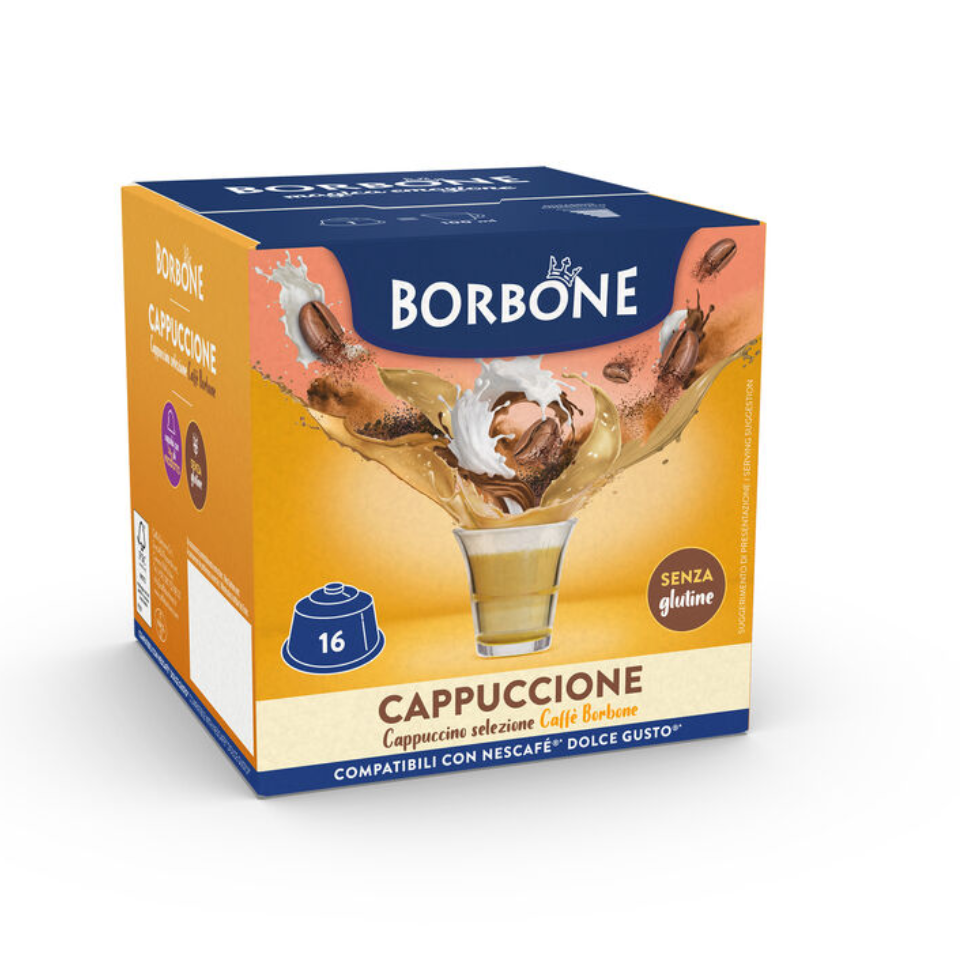 16 Capsule Borbone CAPPUCCIONE Per Bevanda Solubile al Gusto Cappuccino