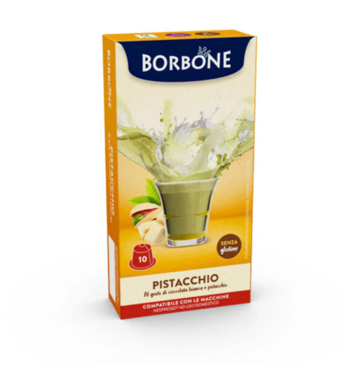 10 Capsule Borbone Per Bevanda Solubile Gusto CIOCCOLATA BIANCA E PISTACCHIO