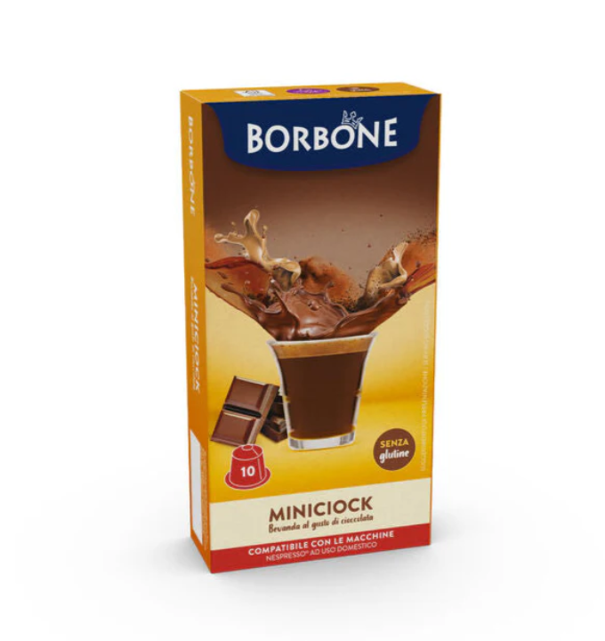 10 Capsule Borbone MINICIOCK per Bevanda Solubile Al Gusto Di Cioccolata