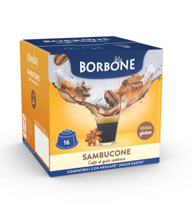 16 Capsule Borbone Per Bevanda Solubile Al Gusto CAFFÈ ALLA SAMBUCA