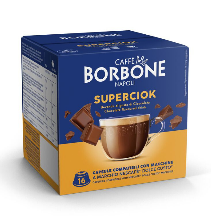 16 Capsule Borbone SUPERCIOK Per Bevanda Solubile Al Gusto Cioccolata